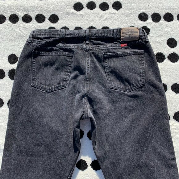 Wrangler Washed Faded Black Denim Straight Leg Dark Wash Classic Relaxed Fit Jea - Picture 5 of 13